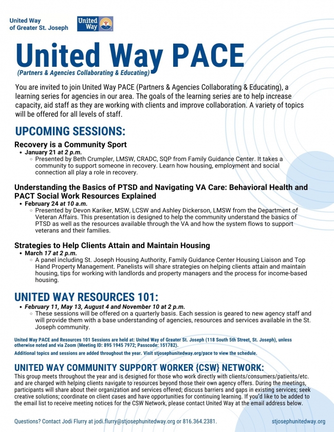 United Way PACE Sessions Winter 2026
